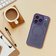 „iPhone 15 PRO“ visiškai matinis „Mag“ dėklas, suderinamas su „MagSafe“, violetinis