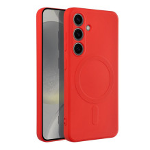 Case for Samsung S24 Silicone Mag Cover compatible with MagSafe red