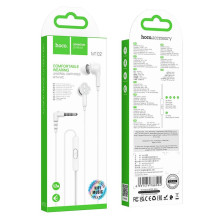 Laidinės ausinės, 3,5 mm lizdas, Hoco M102, baltos Laidinės ausinės, 3,5 mm lizdas, Hoco M102, baltos