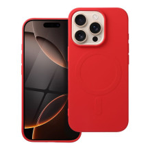 Case for iPhone 16 PRO Silicone Mag Cover compatible with MagSafe (big hole) red