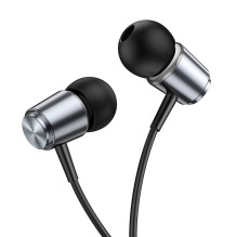 Laidinės ausinės Jack 3,5 mm Hoco M108 metalo pilkos Laidinės ausinės Jack 3,5 mm Hoco M108 metalo pilkos