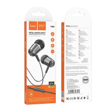 Wire earphones Jack 3,5 mm Hoco M108 metal gray