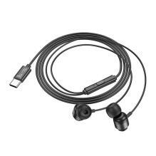 Laidinės ausinės USB C Hoco M122 juodos Laidinės ausinės USB C Hoco M122 juodos