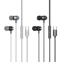 Laidinės ausinės USB C Hoco M122 juodos Laidinės ausinės USB C Hoco M122 juodos