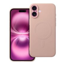 „iPhone 16 PLUS“ silikoninis dėklas, suderinamas su „MagSafe“, rožinis