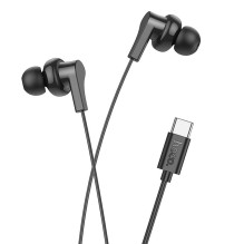 Laidinės ausinės USB C Hoco M114 juodos Laidinės ausinės USB C Hoco M114 juodos
