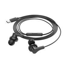 Laidinės ausinės USB C Hoco M114 juodos Laidinės ausinės USB C Hoco M114 juodos