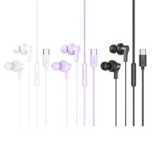 Wire earphones USB C Hoco M114 black