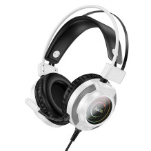 Laidinės ausinės USB A + Jack 3,5 mm Hoco gaming 2 m W110 baltos