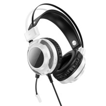 Wire headphones USB A + Jack 3,5 mm Hoco gaming 2 m W110 white