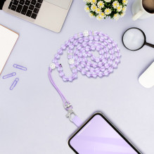 CRYSTAL DIAMOND Phone lanyard, Phone pendant / cord length 74cm (37cm in the loop) / on neck - purple CRYSTAL DIAMOND Phone lanyard, Phone pendant / cord length 74cm (37cm in the loop) / on neck - purple