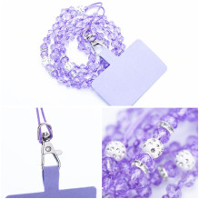 CRYSTAL DIAMOND Phone lanyard, Phone pendant / cord length 74cm (37cm in the loop) / on neck - purple CRYSTAL DIAMOND Phone lanyard, Phone pendant / cord length 74cm (37cm in the loop) / on neck - purple