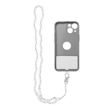 CRYSTAL DIAMOND Phone lanyard, Phone pendant / cord length 74cm (37cm in the loop) / on neck - white CRYSTAL DIAMOND Phone lanyard, Phone pendant / cord length 74cm (37cm in the loop) / on neck - white