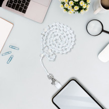 CRYSTAL DIAMOND Phone lanyard, Phone pendant / cord length 74cm (37cm in the loop) / on neck - white CRYSTAL DIAMOND Phone lanyard, Phone pendant / cord length 74cm (37cm in the loop) / on neck - white