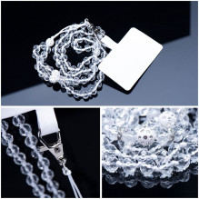 CRYSTAL DIAMOND Phone lanyard, Phone pendant / cord length 74cm (37cm in the loop) / on neck - white CRYSTAL DIAMOND Phone lanyard, Phone pendant / cord length 74cm (37cm in the loop) / on neck - white