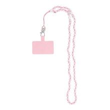CRYSTAL DIAMOND Phone lanyard, Phone pendant / cord length 74cm (37cm in the loop) / on neck - lite pink