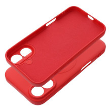 „iPhone 16“ silikoninis dėklas, suderinamas su „MagSafe“, raudonas „iPhone 16“ silikoninis dėklas, suderinamas su „MagSafe“, raudonas