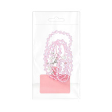CRYSTAL DIAMOND Phone lanyard, Phone pendant / cord length 74cm (37cm in the loop) / on neck - lite pink