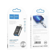 Adapteris OTG USB A į Lightning Hoco UA17, juodas