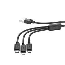 Cable 3in1 USB A to Lightning / Micro USB / USB C Hoco 2A X74 1 m black