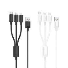 Cable 3in1 USB A to Lightning / Micro USB / USB C Hoco 2A X74 1 m black