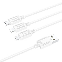 Cable 3in1 USB A to Lightning / Micro USB / USB C Hoco 2A 1 m X74 white