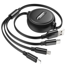 Cable 3in1 USB A to Lightning / Micro USB / USB C Hoco 2A 1 m X75 black