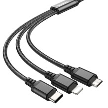Cable 3in1 USB A to Lightning / Micro USB / USB C Hoco 2A 1 m X76 black