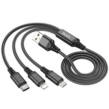 Laidas 3in1 USB A į Lightning / Micro USB / USB C Hoco 2A 1 m X76 juodas