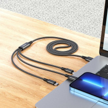 Cable 3in1 USB A to Lightning / Micro USB / USB C Hoco 2A 1 m X76 black