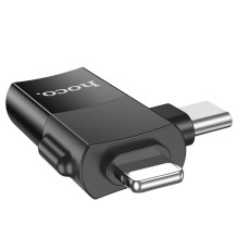 Adapter OTG 2in1 USB C / Lightning to USB A Hoco UA17 black