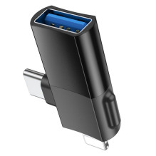 Adapter OTG 2in1 USB C / Lightning to USB A Hoco UA17 black