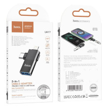 Adapter OTG 2in1 USB C / Lightning to USB A Hoco UA17 black
