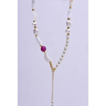 SHELLS Phone lanyard, Phone pendant / cord length 44cm (22cm in the loop) / on hand - white and purple SHELLS Phone lanyard, Phone pendant / cord length 44cm (22cm in the loop) / on hand - white and purple