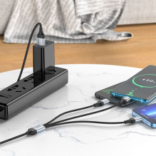 Cable 3in1 USB A to Lightning / Micro USB / USB C Hoco 2,4A 1 m X102 black
