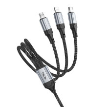 Cable 3in1 USB A to Lightning / Micro USB / USB C Hoco 2,4A 1 m X102 black