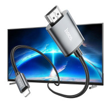 Laidas „Lightning“ į HDMI jungtį Hoco 1080p 2 m UA27 metalo pilkas Laidas „Lightning“ į HDMI jungtį Hoco 1080p 2 m UA27 metalo pilkas