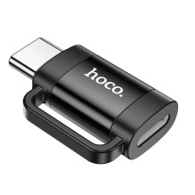Adapteris OTG USB C į Lightning Hoco 3A UA31E, juodas
