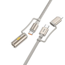 Cable All-in-one USB C / Lightning to USB C / Cigarette lighter Hoco PD 3A 60W 1,2 m U138 black