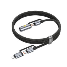 Cable All-in-one USB C / Lightning to USB C / Cigarette lighter Hoco PD 3A 60W 1,2 m U138 grey