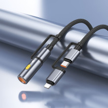 Cable All-in-one USB C / Lightning to USB C / Cigarette lighter Hoco PD 3A 60W 1,2 m U138 grey