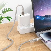 Cable All-in-one USB C / Lightning to USB C / LED Light Hoco PD 3A 60W 1,2 m U138 grey