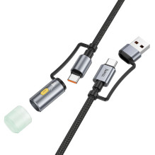 Cable All-in-one USB A / USB C to USB C / LED Light Hoco 3A 60W 1,2 m U138 black