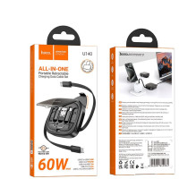 Cable All-in-one retractable charging set Hoco PD 3A 60W 0,95 m U140 black