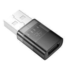 Adapteris USB A į USB C Hoco UA36C, skaidrus, juodas Adapteris USB A į USB C Hoco UA36C, skaidrus, juodas