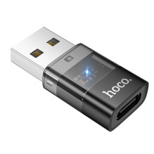 Adapter USB A to USB C Hoco UA36C transparent black