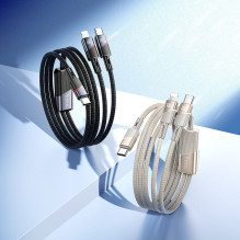 Cable 2in1 USB C to USB C + Lightning Hoco 5A 100W 1,2 m U139 black