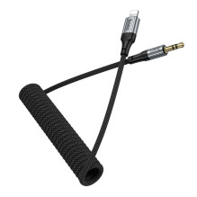 Kabelis AUX Jack 3,5 mm - Lightning Hoco UPA33A 1,5 m, juodas Kabelis AUX Jack 3,5 mm - Lightning Hoco UPA33A 1,5 m, juodas