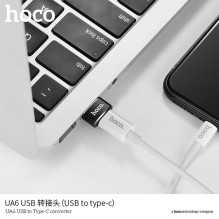 Adapteris OTG USB A į USB C Hoco UA6 juodas
