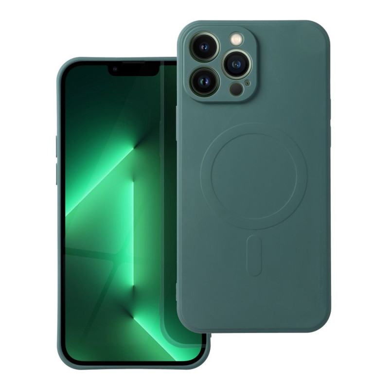 Case for Samsung S25 PLUS Silicone Mag Cover compatible with MagSafe dark green